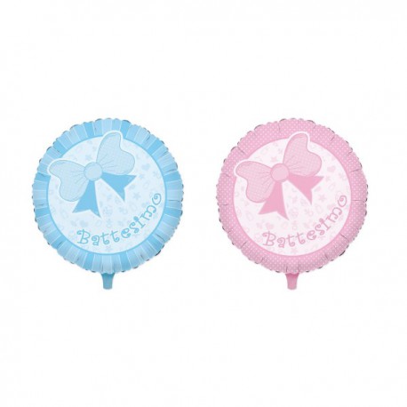 Palloncino mylar con fiocco rosa o azzurro. Diam. 45