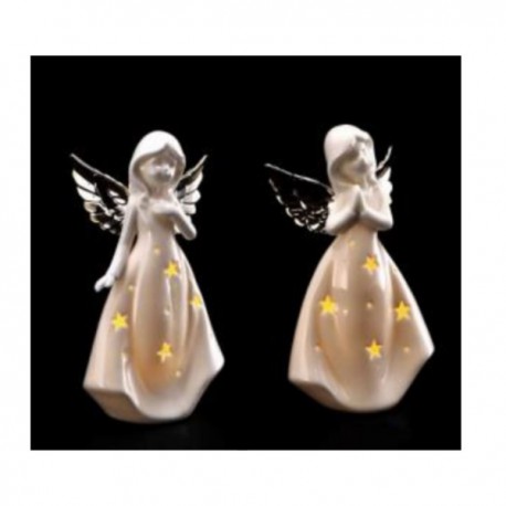 Angelo ceramica con luce led.ASS.2 MIS.10X8 H18,5CM