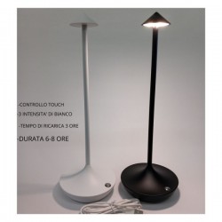 Lampada metallo da tavolo con luce led ricaricabile.DIAM.11 H.29CM