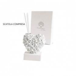 Diffusore resina cuore con fiori.Scatola compresa.MIS.10X5,5 H11,2CM