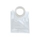 Borsa in PVC trasparente con manico in similpelle bianco.MIS.24,5X13,5 H.28CM