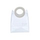 Borsa PVC trasparente con manico in similpelle bianco.MIS.18X9,5 H.19,5CM