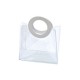 Borsa PVC trasparente con manico in similpelle bianco.MIS.17X9,5 H.15,5CM