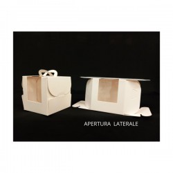 Scatola finestra pvc e cartoncino BIANCO LATTE MIS.8X8X8 CM